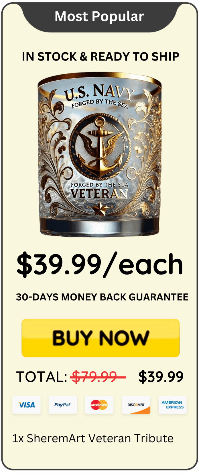Sheremart Veteran Tribute Glass offer price